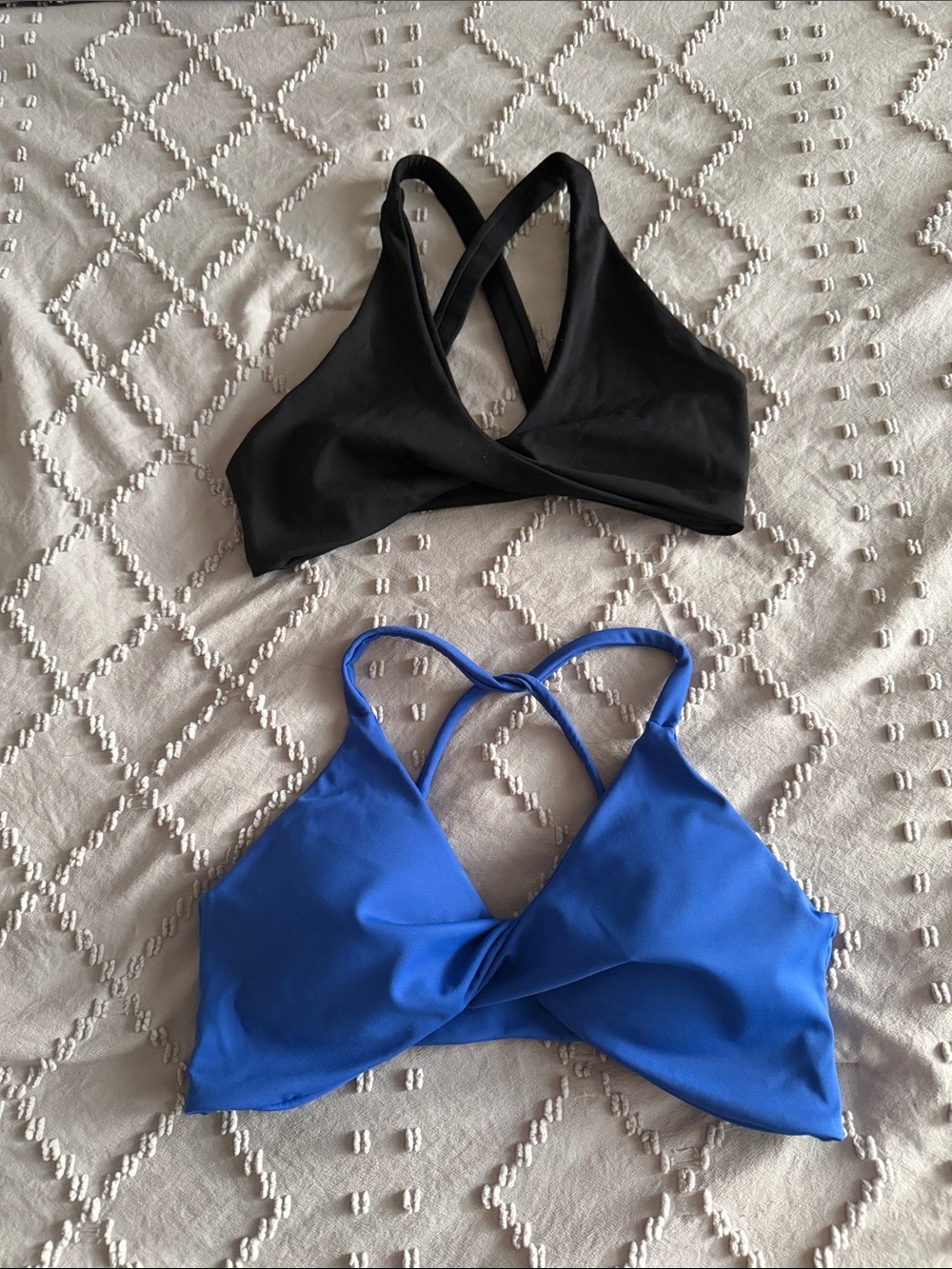 Women’s Cross-Back Bralette - Black & Royal Blue